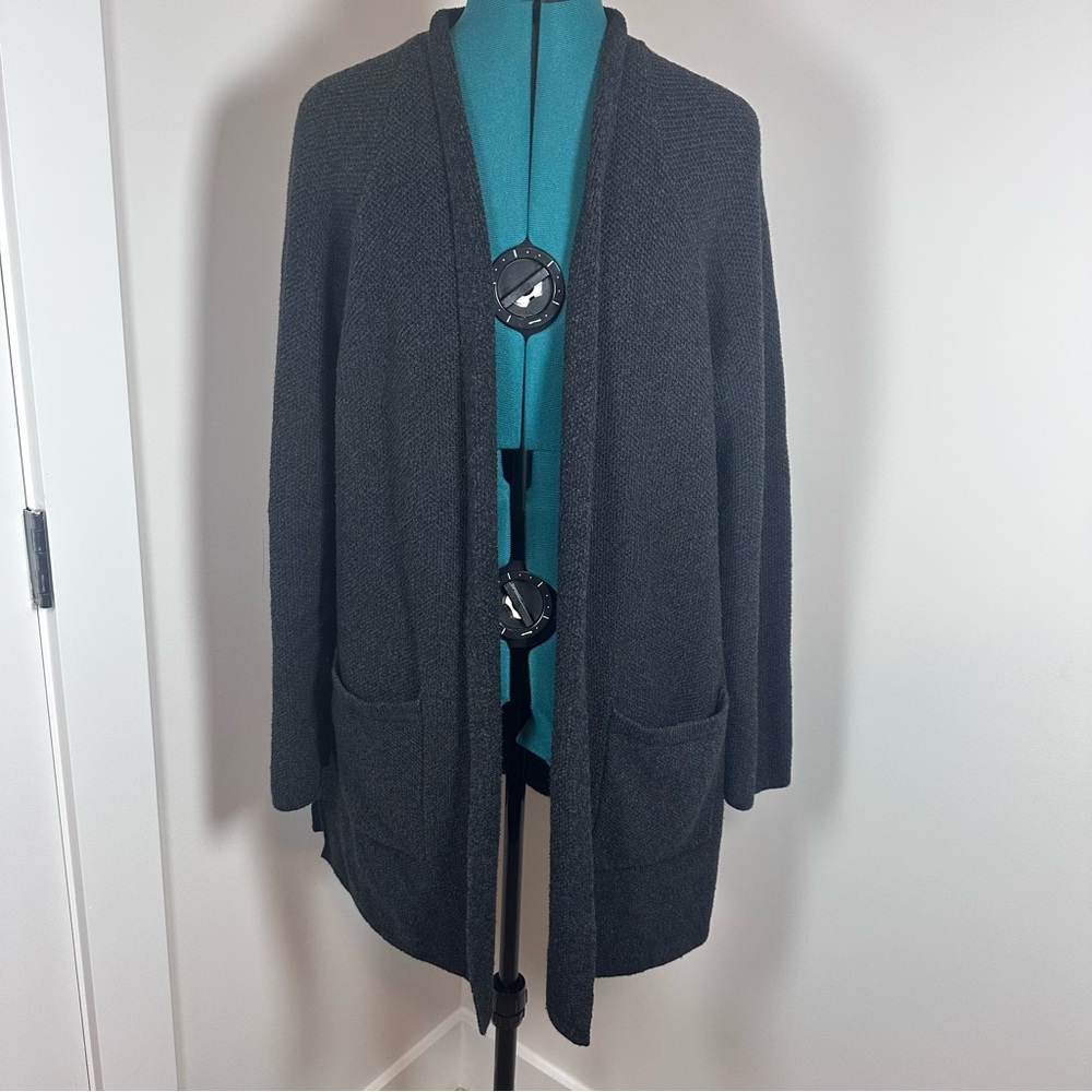 J. Jill Charcoal Open Front Knit Sweater Size Large